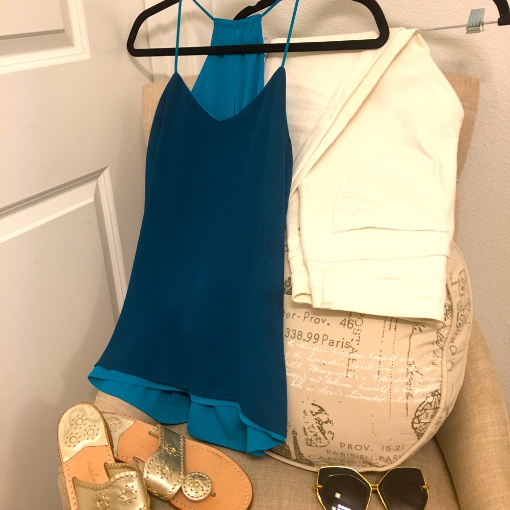 ✨ Moving sale 🚗- Express Dark Teal/Aqua blue Reversible Halter Top, Size XS